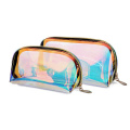 PVC Plastic Zipper Travel Bag Clear Rainbow Makeup Bag